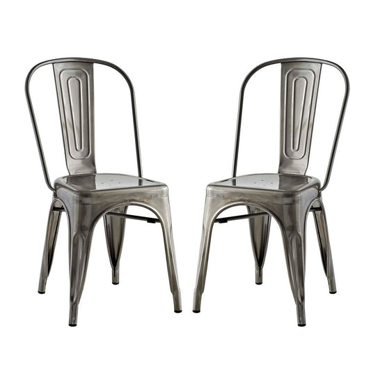 Promenade Set of 2 Dining Side Chair, Gunmetal - No Shipping Charges