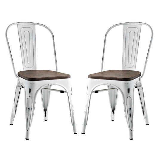 Promenade Set of 2 Dining Side Chair , White  - No Shipping Charges