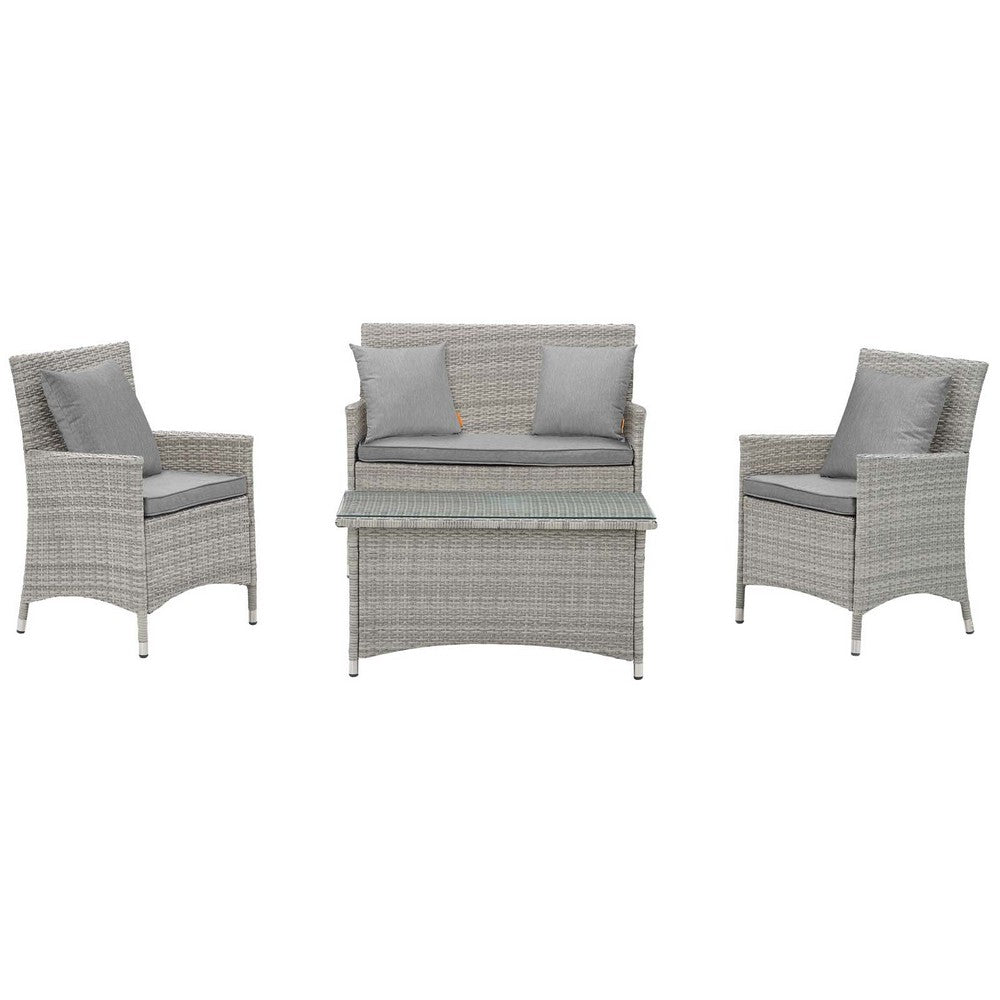 Bridge 4 Piece Outdoor Patio Patio Conversation Set with Pillow Set, Light Gray Gray  - No Shipping Charges