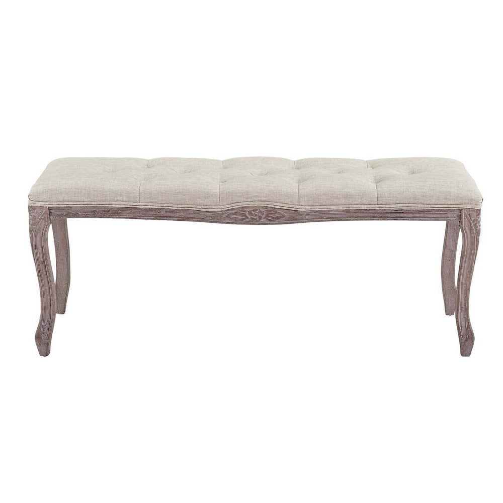 Regal Vintage French Upholstered Fabric Bench - No Shipping Charges MDY-EEI-2794-BEI