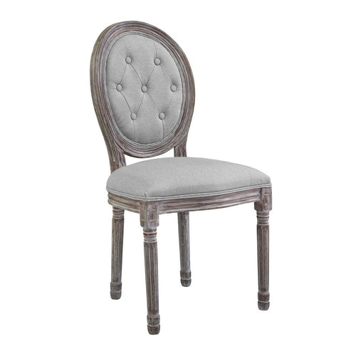 Arise Vintage French Upholstered Fabric Dining Side Chair by Modway| Light Gray