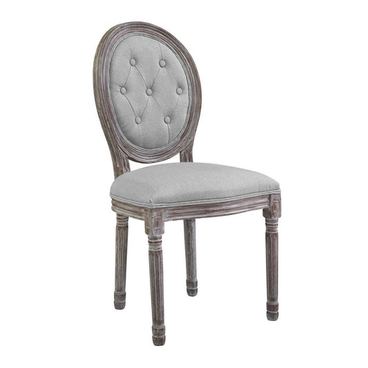 Arise Vintage French Upholstered Fabric Dining Side Chair by Modway| Light Gray