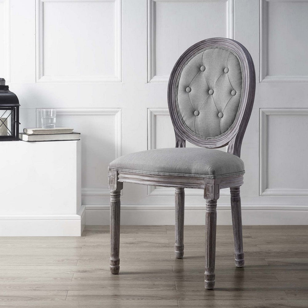 Arise Vintage French Upholstered Fabric Dining Side Chair by Modway| Light Gray