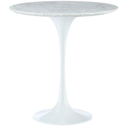 White Lippa 20" Marble Side Table  - No Shipping Charges