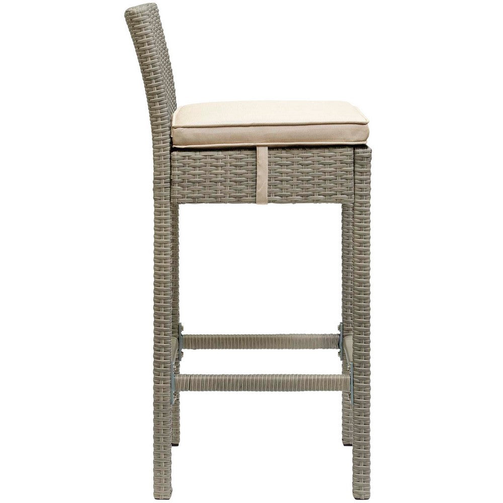 Conduit Outdoor Patio Wicker Rattan Bar Stool by Modway| Light Gray Beige