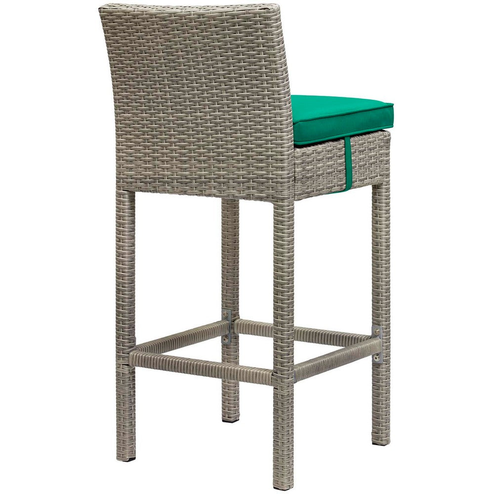 Conduit Outdoor Patio Wicker Rattan Bar Stool by Modway| Light Gray Green