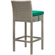 Conduit Outdoor Patio Wicker Rattan Bar Stool by Modway| Light Gray Green