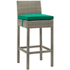 Conduit Outdoor Patio Wicker Rattan Bar Stool by Modway| Light Gray Green