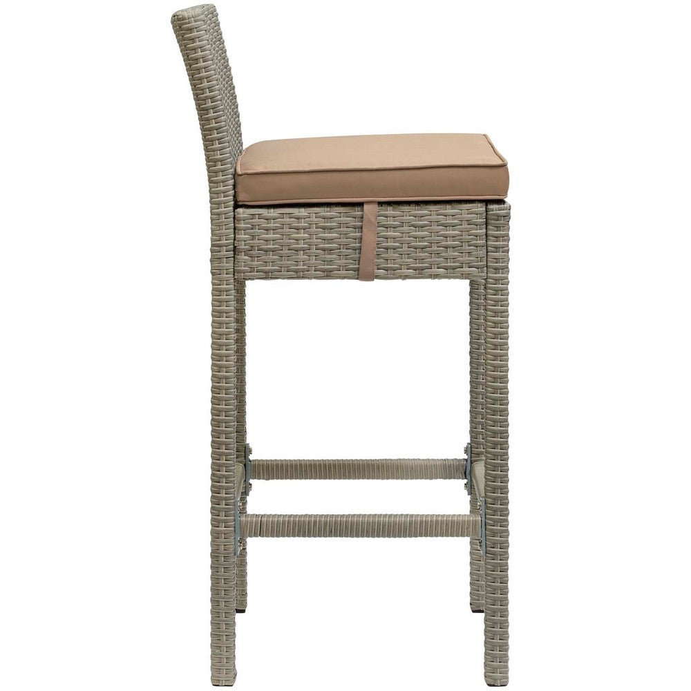 Conduit Outdoor Patio Wicker Rattan Bar Stool by Modway| Light Gray Mocha