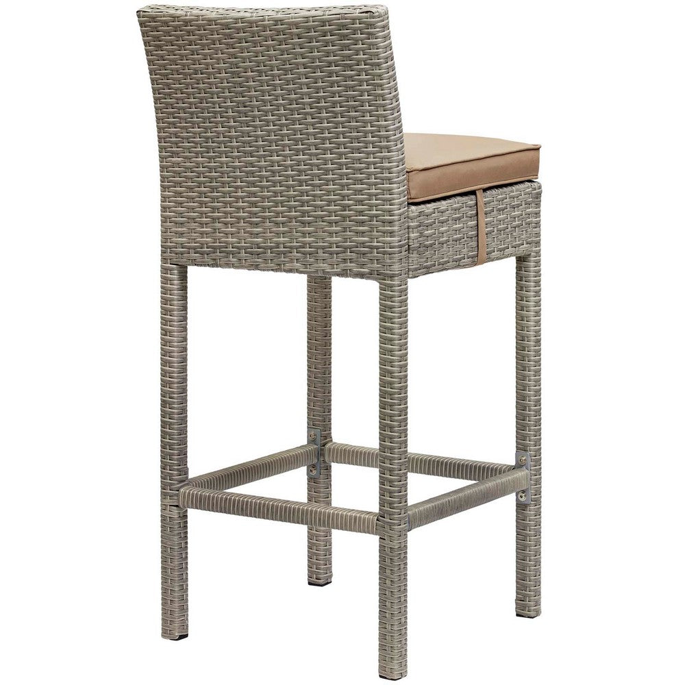 Conduit Outdoor Patio Wicker Rattan Bar Stool by Modway| Light Gray Mocha