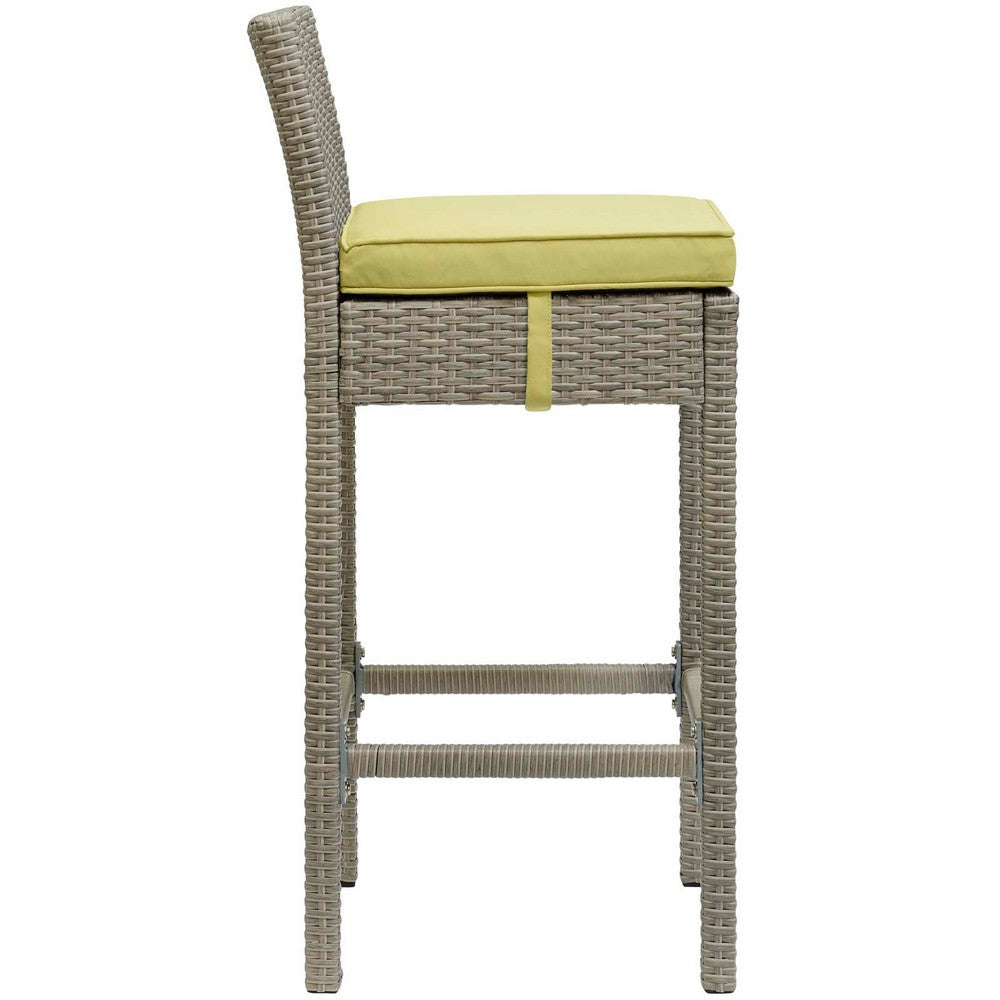Conduit Outdoor Patio Wicker Rattan Bar Stool by Modway| Light Gray Peridot