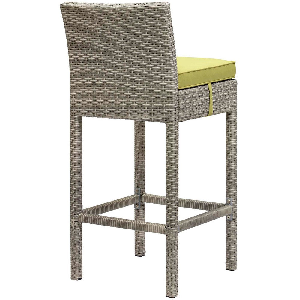 Conduit Outdoor Patio Wicker Rattan Bar Stool by Modway| Light Gray Peridot