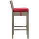 Conduit Outdoor Patio Wicker Rattan Bar Stool by Modway| Light Gray Red