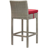Conduit Outdoor Patio Wicker Rattan Bar Stool by Modway| Light Gray Red