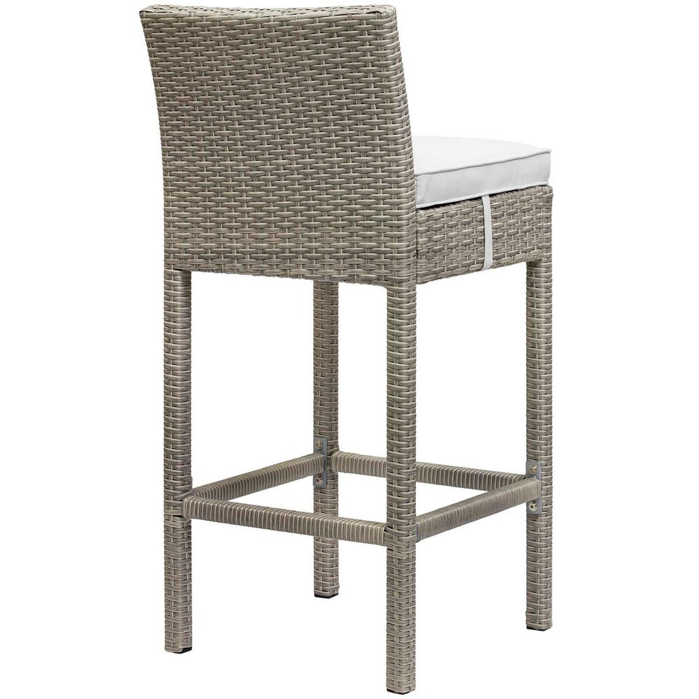 Conduit Outdoor Patio Wicker Rattan Bar Stool by Modway| Light Gray White