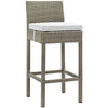 Conduit Outdoor Patio Wicker Rattan Bar Stool by Modway| Light Gray White