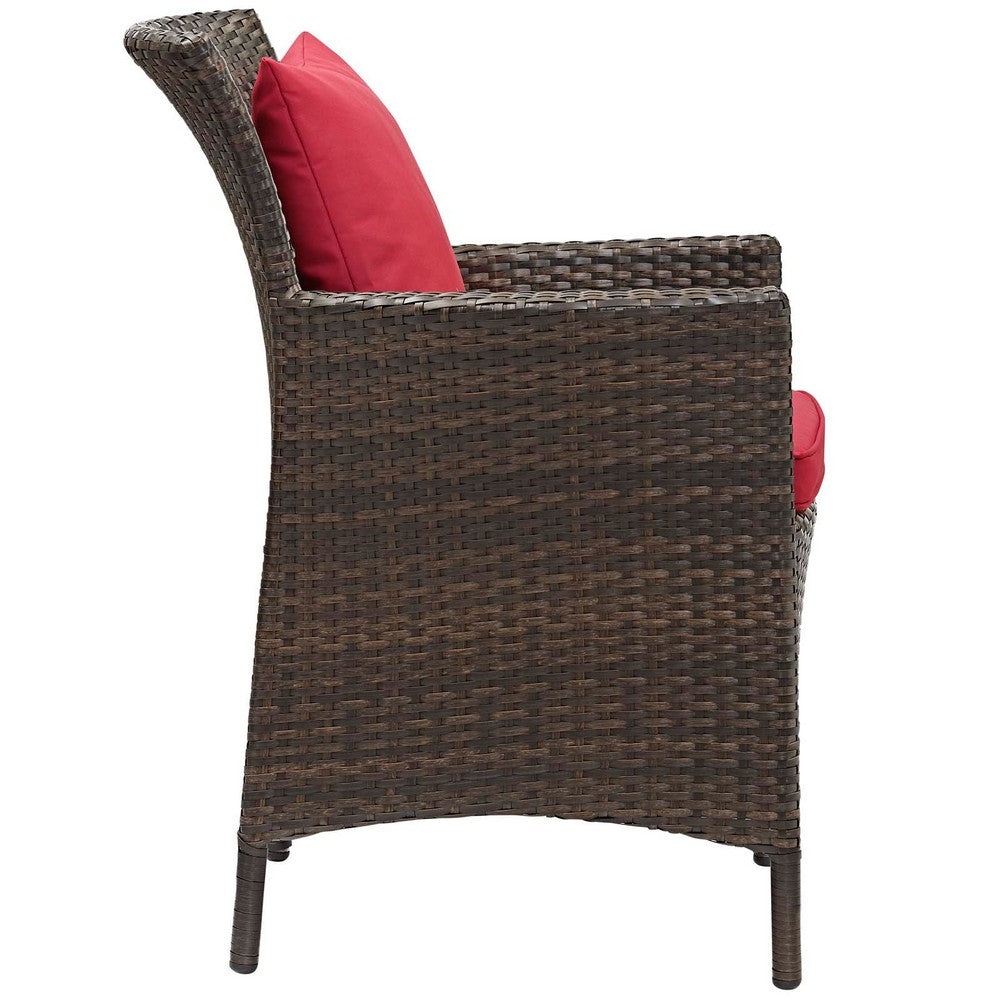 Conduit Outdoor Patio Wicker Rattan Dining Armchair by Modway| Brown Red