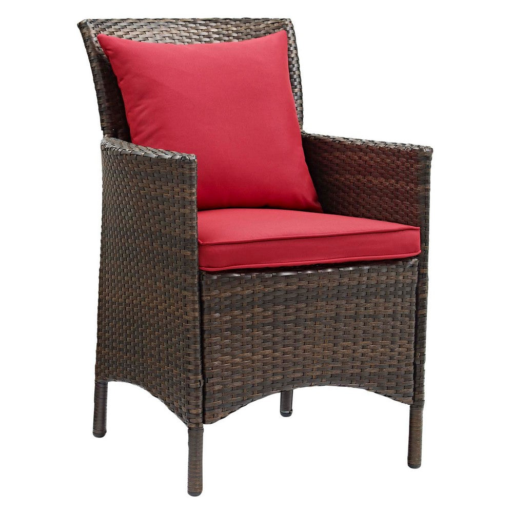 Conduit Outdoor Patio Wicker Rattan Dining Armchair by Modway| Brown Red