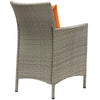 Modway Conduit Wicker Rattan Outdoor Patio Dining Arm Chair with Cushion in Light Gray Orange MDY-EEI-2802-LGR-ORA