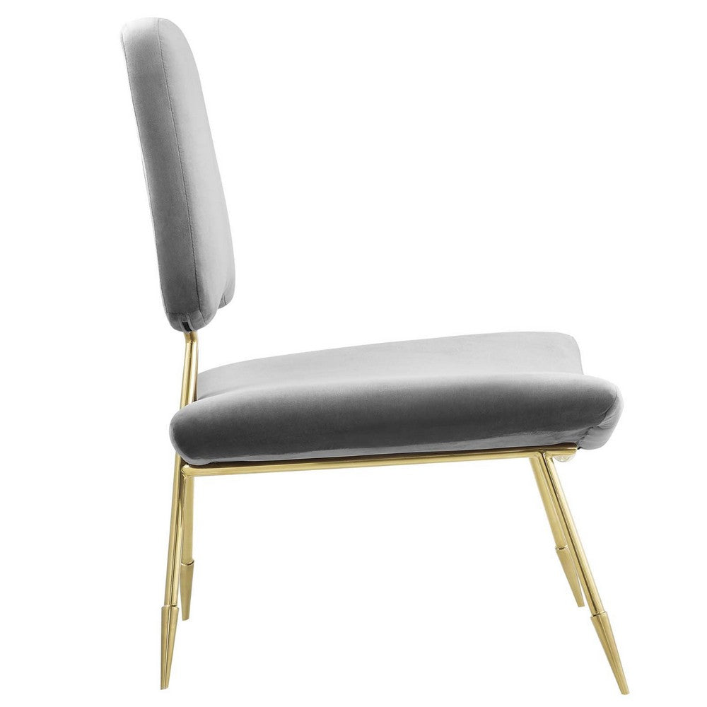 Ponder Performance Velvet Lounge Chair by Modway| Gray