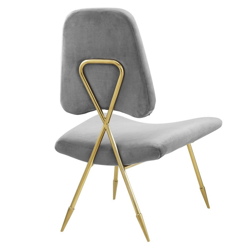 Ponder Performance Velvet Lounge Chair by Modway| Gray