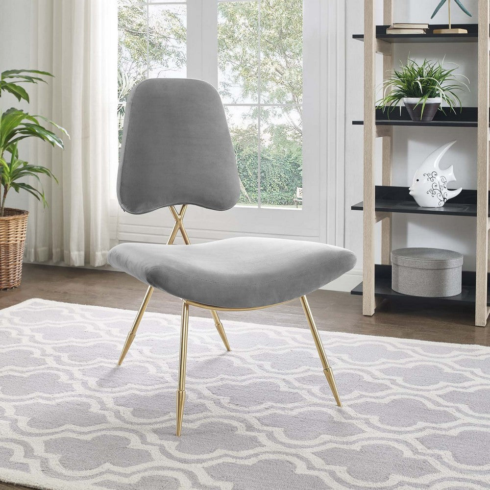 Ponder Performance Velvet Lounge Chair by Modway| Gray