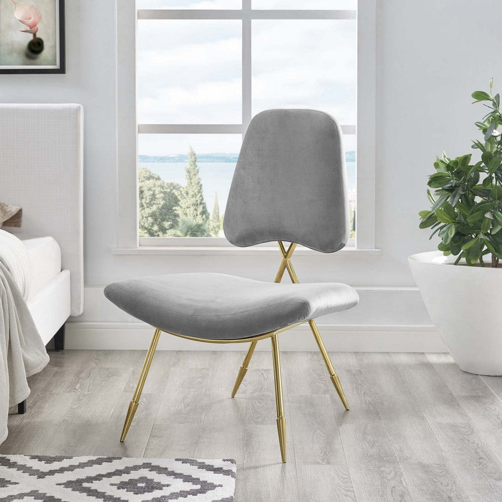 Ponder Performance Velvet Lounge Chair by Modway| Gray