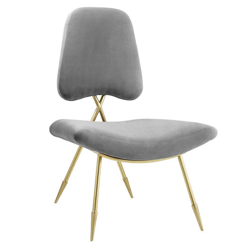 Ponder Performance Velvet Lounge Chair by Modway| Gray