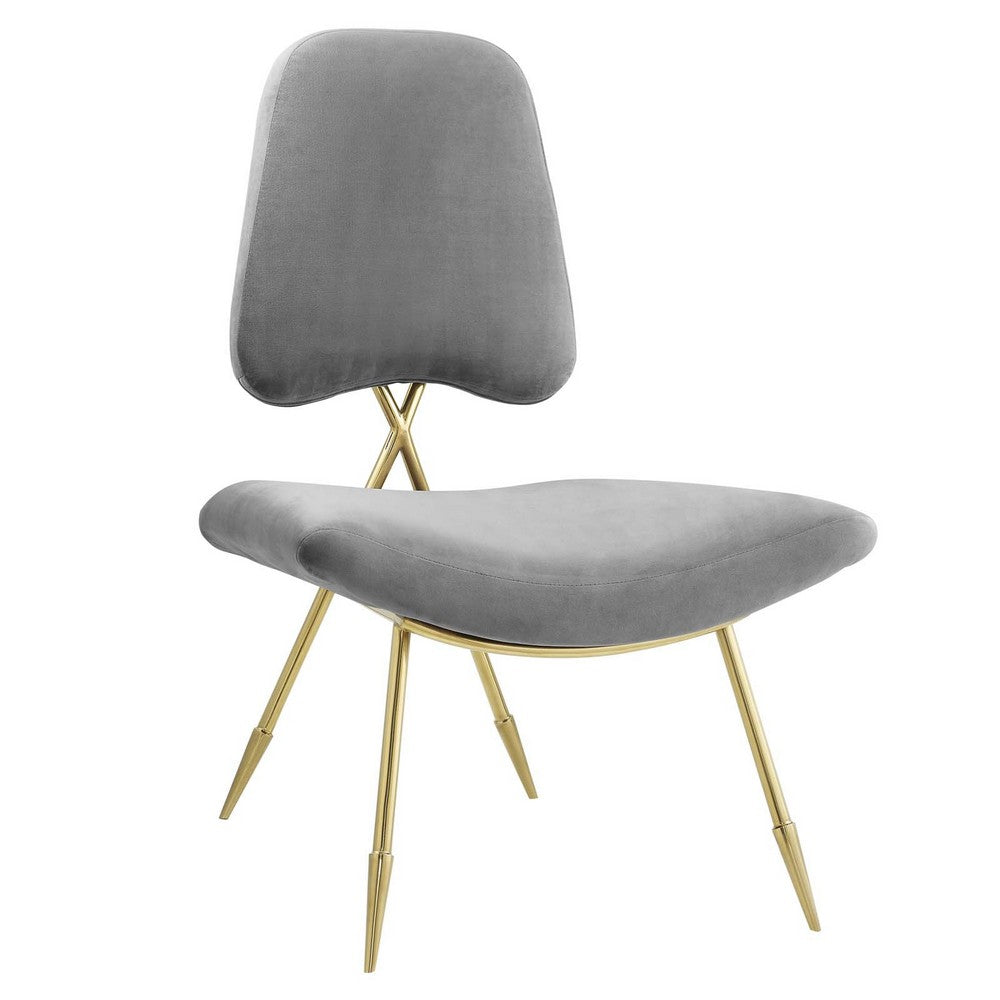 Ponder Performance Velvet Lounge Chair by Modway| Gray