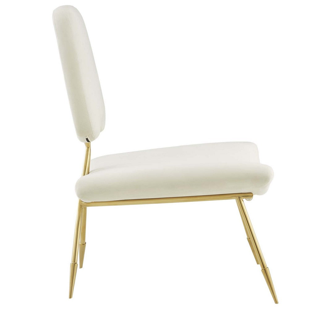Ponder Performance Velvet Lounge Chair by Modway| Ivory