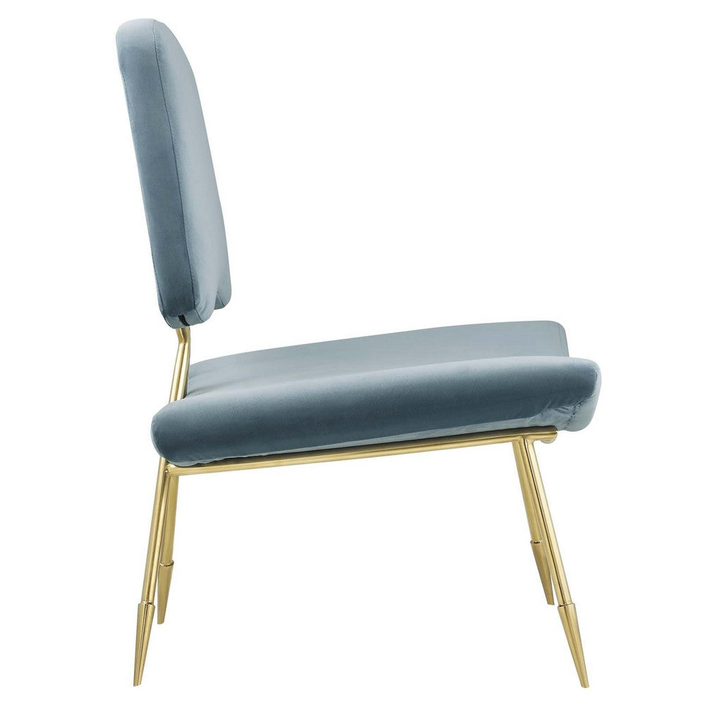 Ponder Performance Velvet Lounge Chair by Modway| Sea Blue