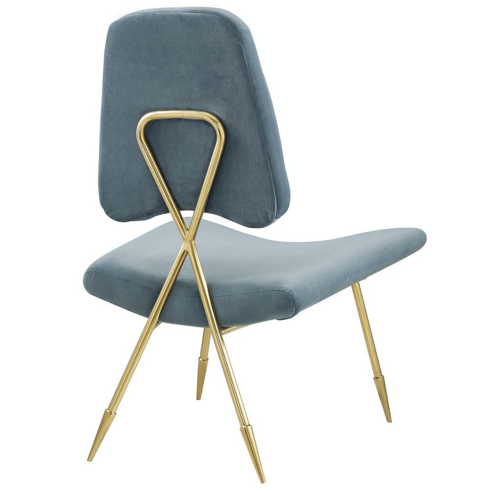 Ponder Performance Velvet Lounge Chair by Modway| Sea Blue