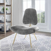 Ponder Upholstered Sheepskin Fur Lounge Chair by Modway| Gray