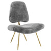 Ponder Upholstered Sheepskin Fur Lounge Chair by Modway| Gray