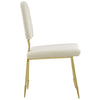 Modway Ponder Performance Velvet Upholstered Modern Dining Side Chair in Ivory with Gold Stainless Steel Legs MDY-EEI-2811-IVO