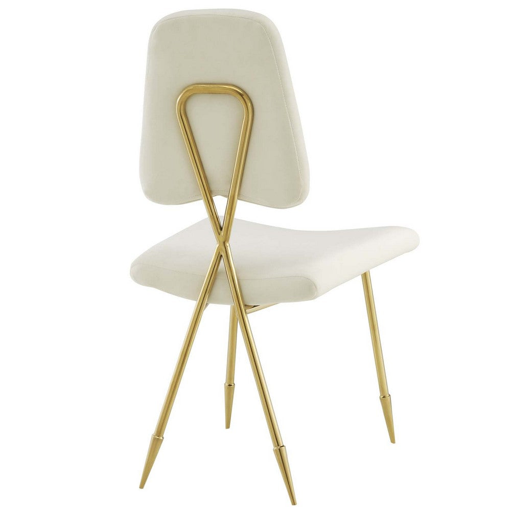 Ponder Performance Velvet Dining Side Chair by Modway| Ivory