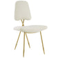 Modway Ponder Performance Velvet Upholstered Modern Dining Side Chair in Ivory with Gold Stainless Steel Legs