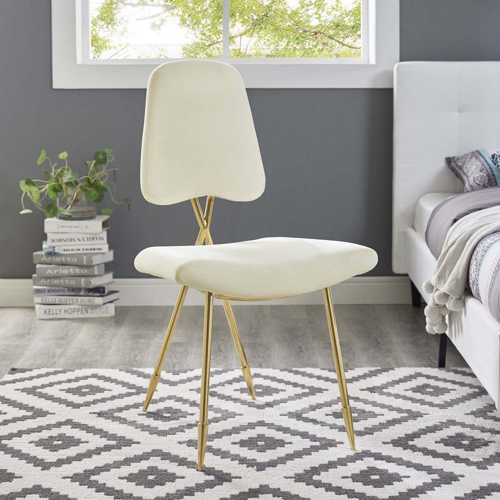 Ponder Performance Velvet Dining Side Chair by Modway| Ivory