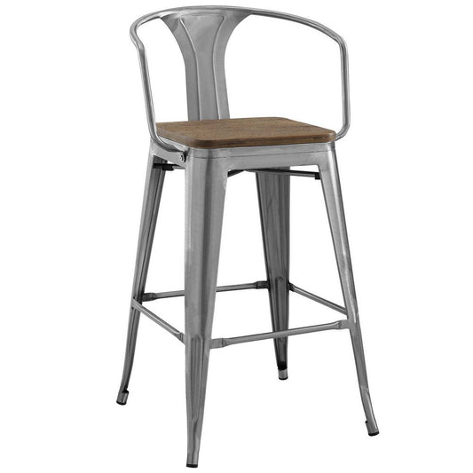 Chic Promenade Bar Stool In Gunmetal Gray  - No Shipping Charges