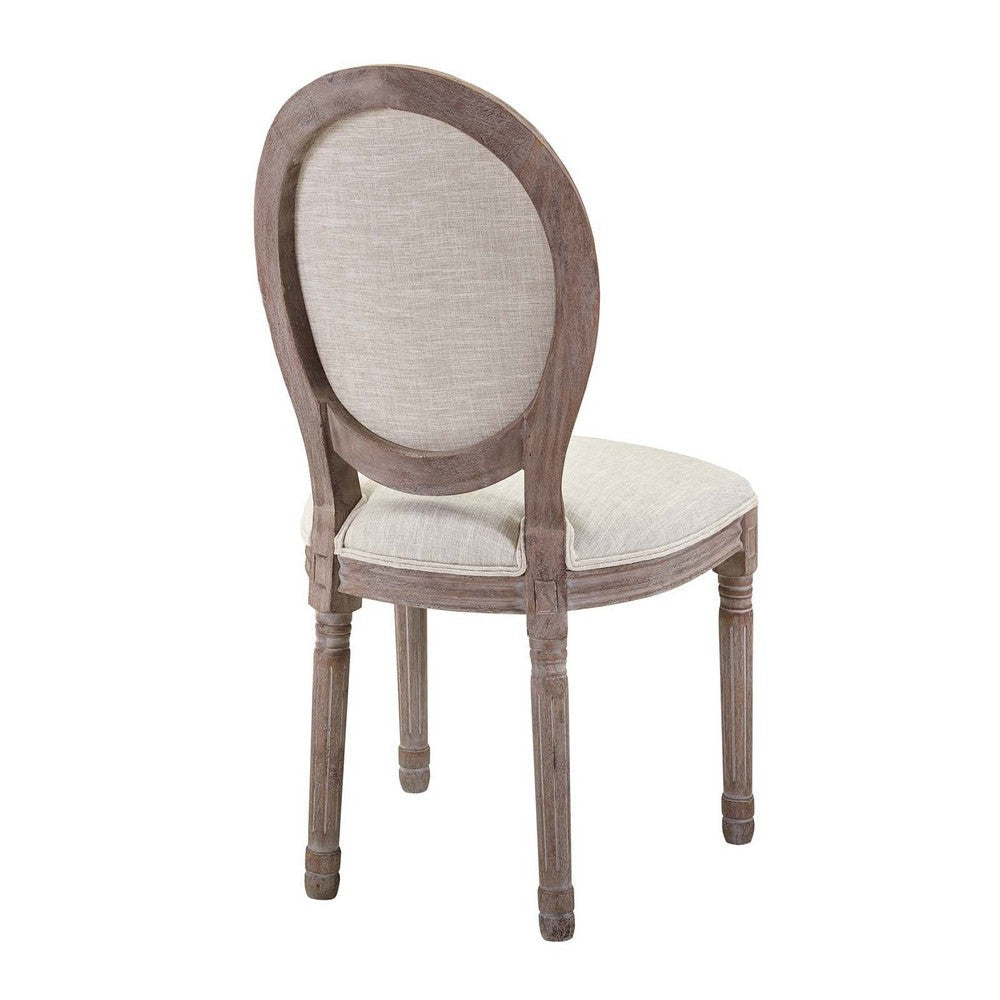 Emanate Vintage French Upholstered Fabric Dining Side Chair - No Shipping Charges MDY-EEI-2821-BEI