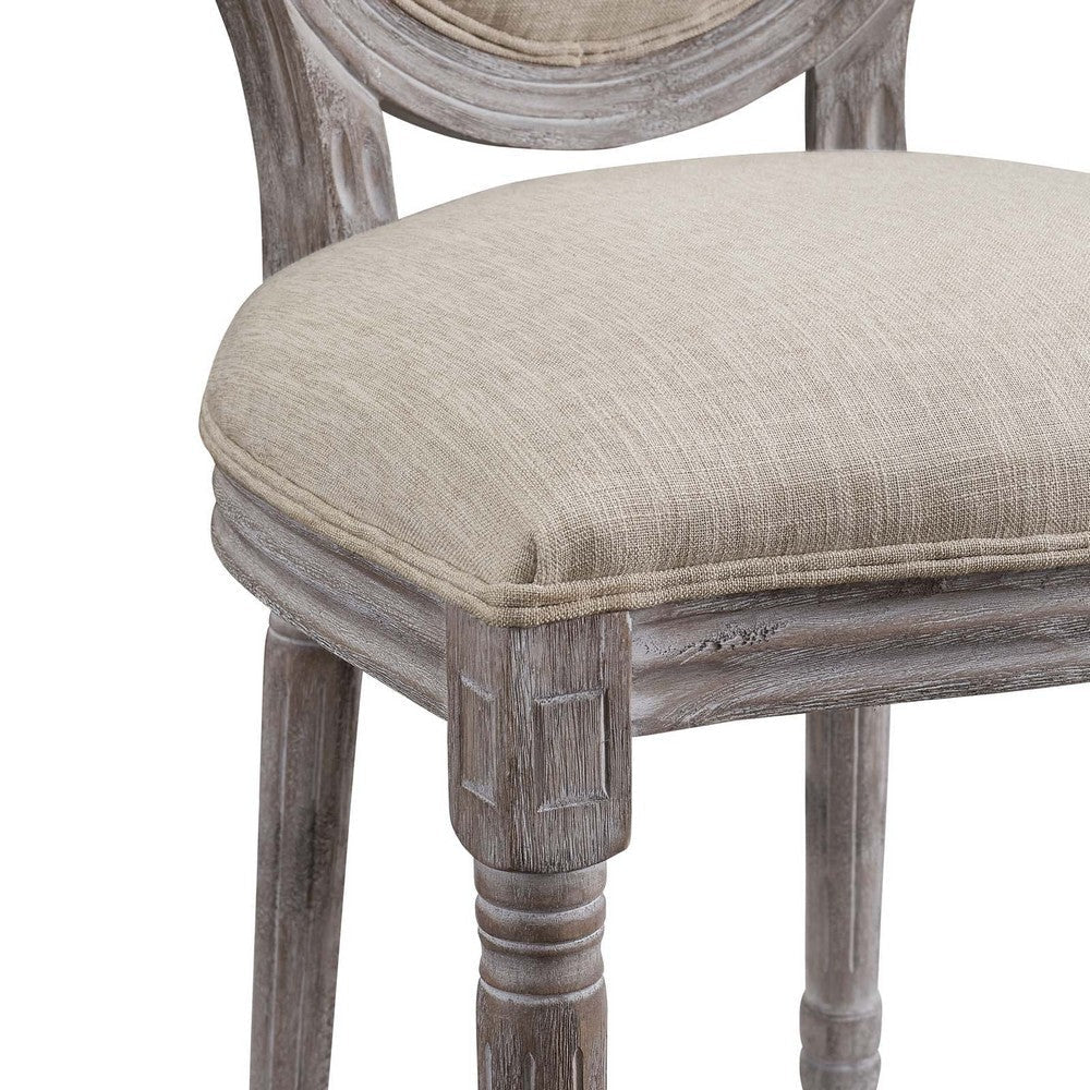 Emanate Vintage French Upholstered Fabric Dining Side Chair - No Shipping Charges MDY-EEI-2821-BEI