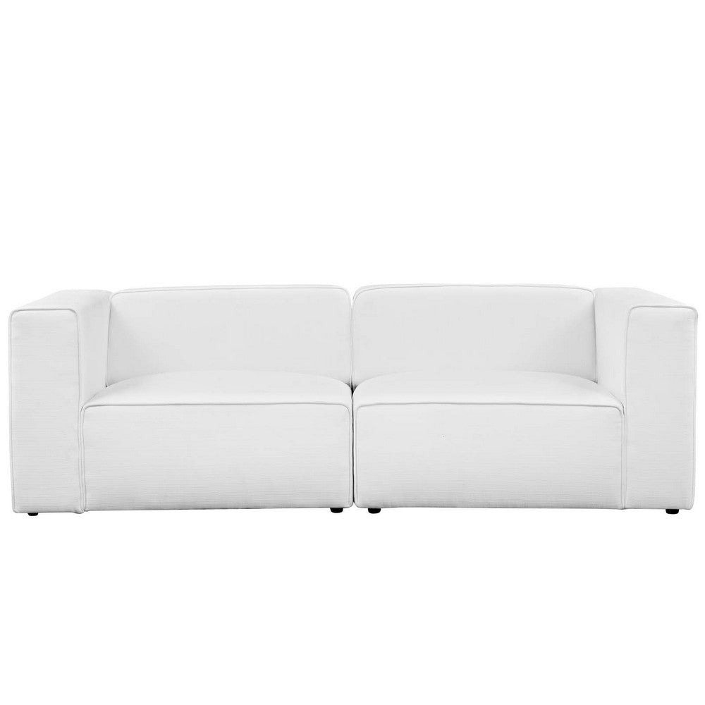 Mingle 2 Piece Upholstered Fabric Sectional Sofa Set by Modway| White