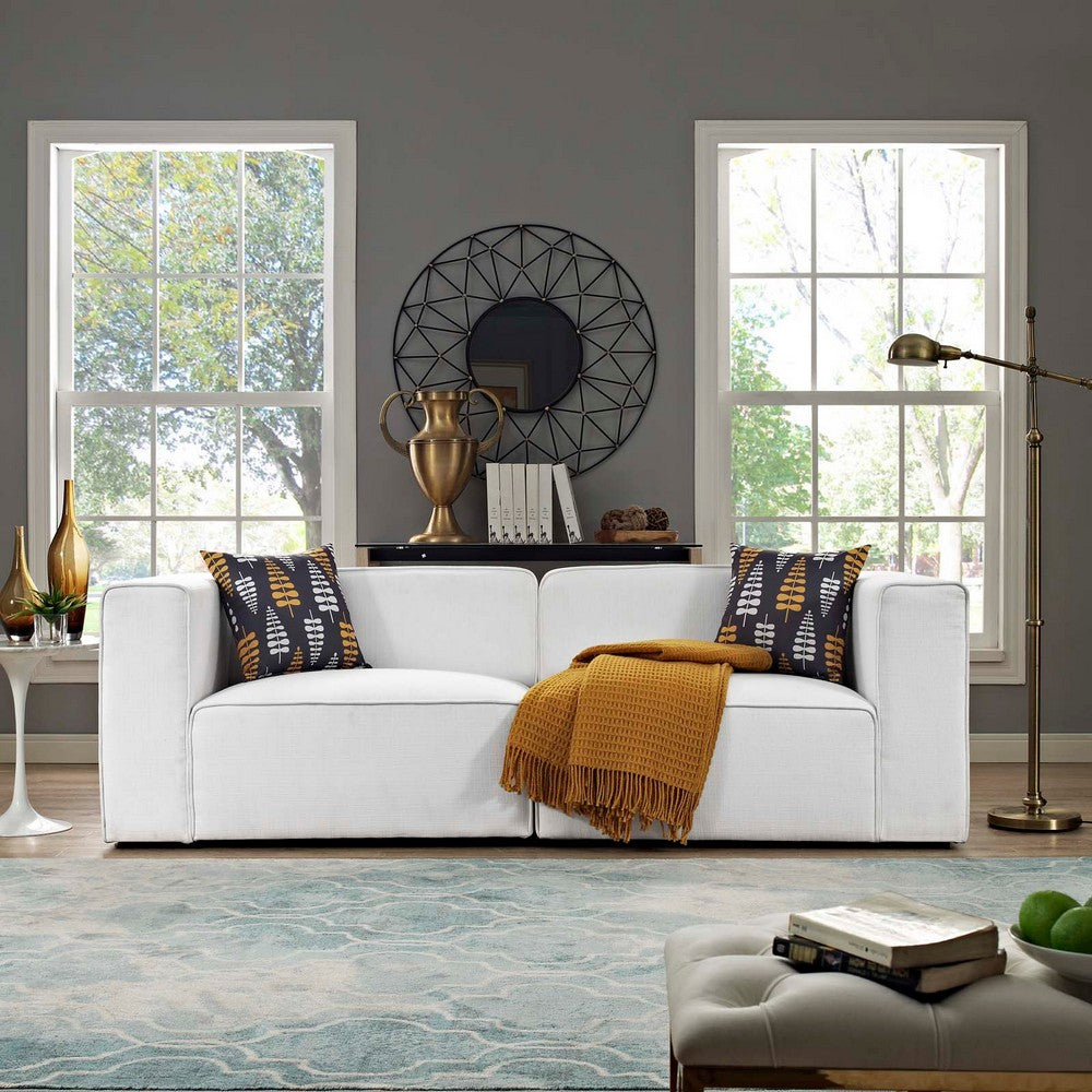 Mingle 2 Piece Upholstered Fabric Sectional Sofa Set by Modway| White