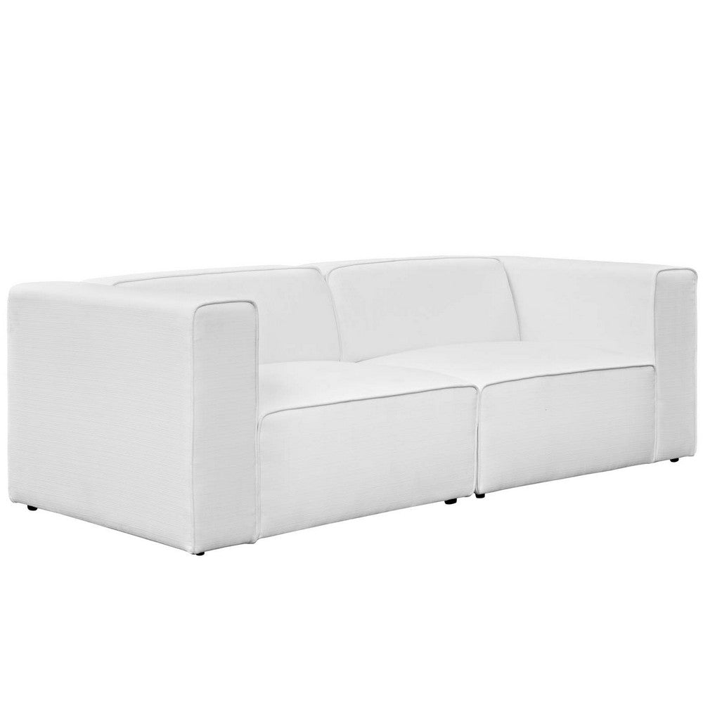 Mingle 2 Piece Upholstered Fabric Sectional Sofa Set by Modway| White