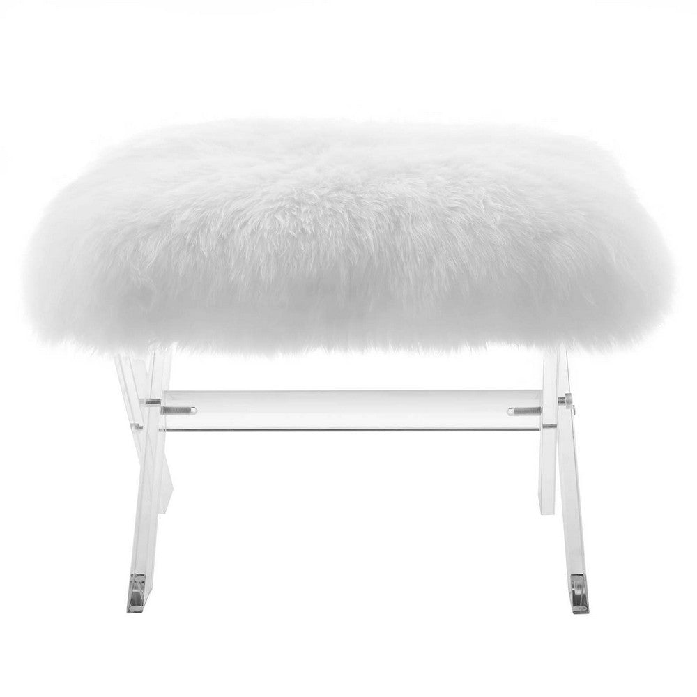 Swift Sheepskin Bench, Clear White  - No Shipping Charges