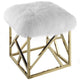 Intersperse Sheepskin Ottoman by Modway| Gold White