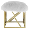 Intersperse Sheepskin Ottoman by Modway| Gold White