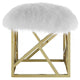 Intersperse Sheepskin Ottoman by Modway| Gold White