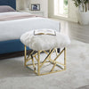 Intersperse Sheepskin Ottoman by Modway| Gold White