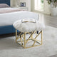 Intersperse Sheepskin Ottoman by Modway| Gold White